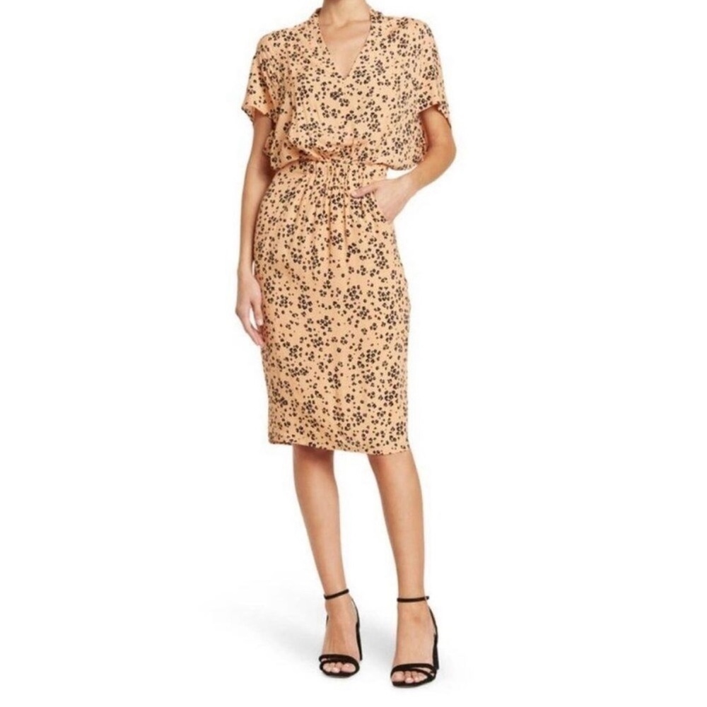 Cupcakes and Cashmere Kiko Leopard Print Short Sleeve Dress Size Medium
